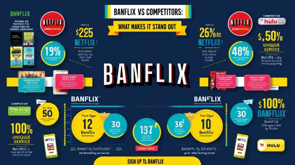 Banflix vs Competitors: What Makes It Stand Out? 3 Phoenix 09 Create a vibrant and detailed infographic comparing 3 1