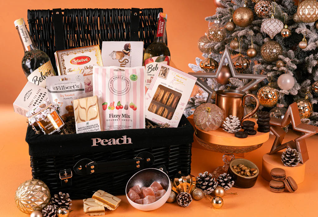 Peach Hampers The Christmas Delight Hamper with Alcohol Free Duo open