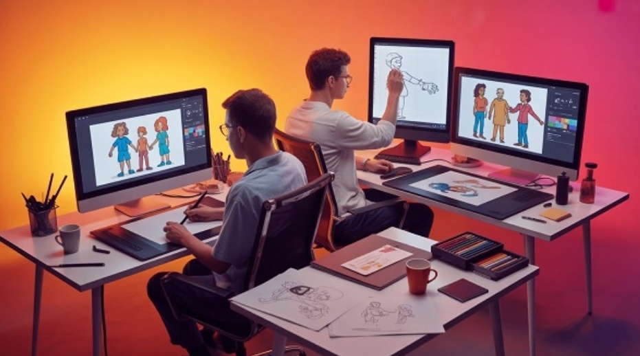 Animators working on different projects