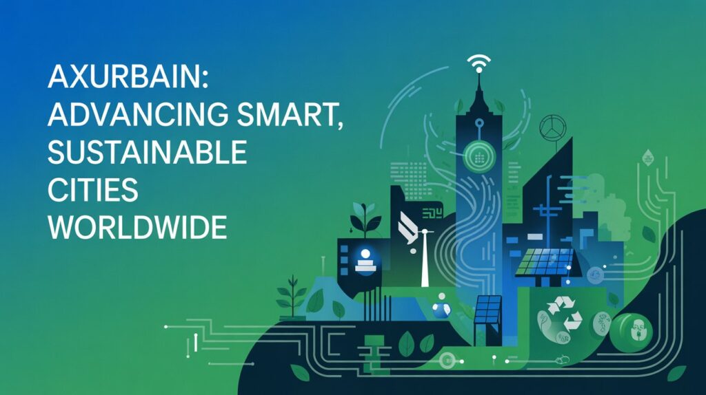 Axurbain: Advancing Smart, Sustainable Cities Worldwide 3 a sleek infographic poster featuring the 0liEsUwgQTmxYm6eEX2siw hhAo4P3xScya 7ZcQLxIVg