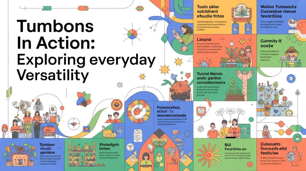 Tumbons in Action: Exploring Everyday Versatility 3 a vibrant infographic style illustration COTjkAXIQeK8GADTjmc3cA M3M66IodTe2yPNOuApXzCA