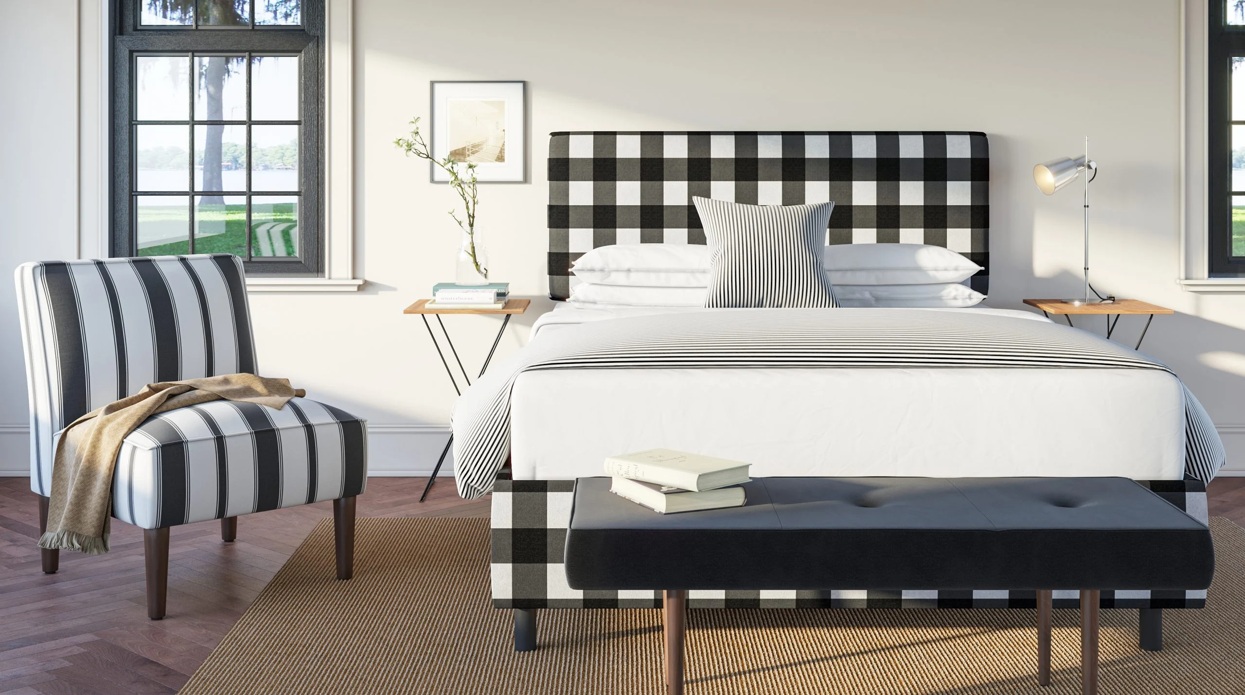 Why Upholstered Luxury Beds Make All the Difference 6 TailoredPlatformBedBlackCheck Homepage scaled 1