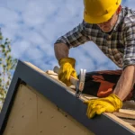 roofer working on house roof